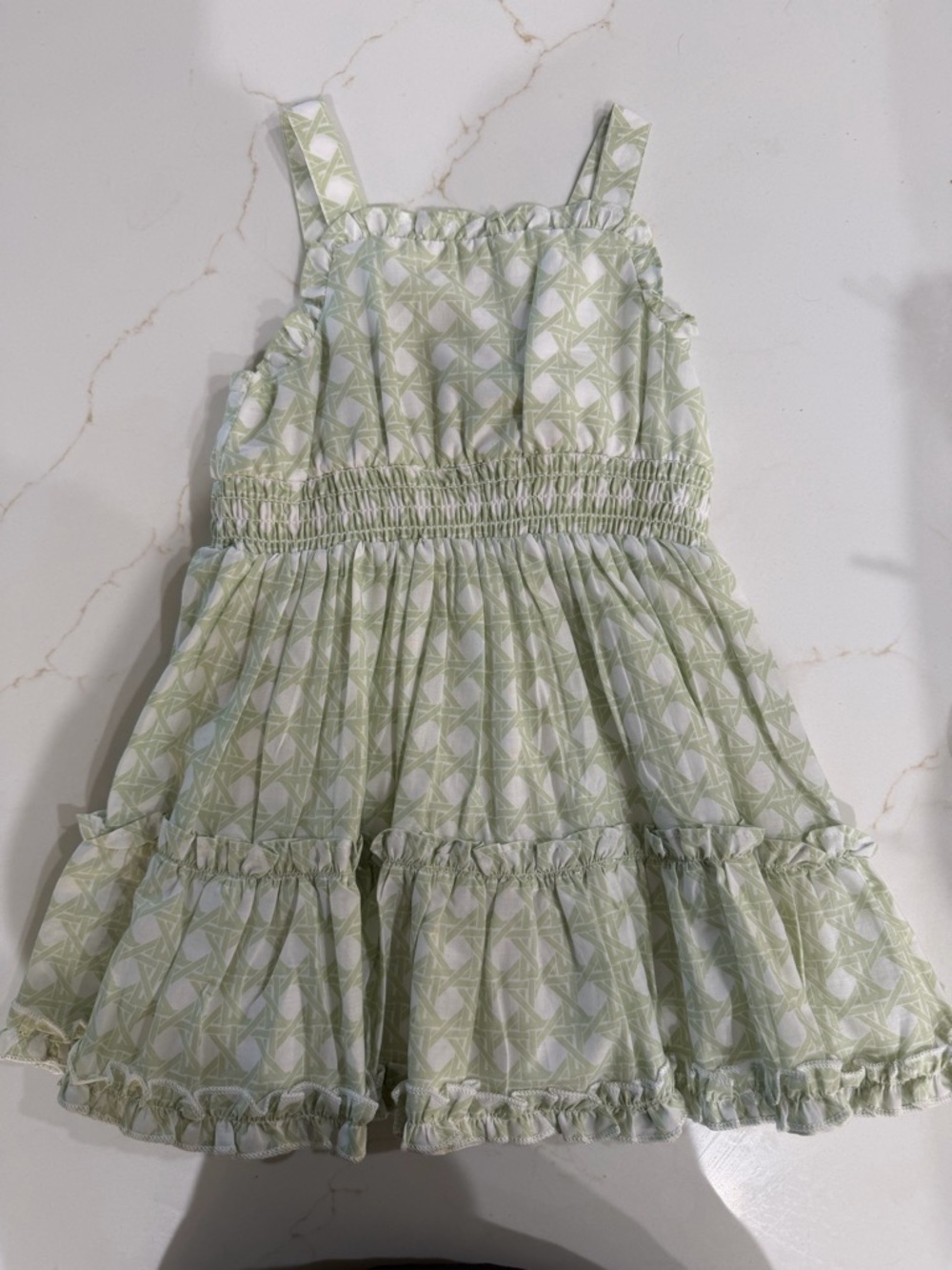 Janie and Jack Light Green Geometric Tiered Sundress